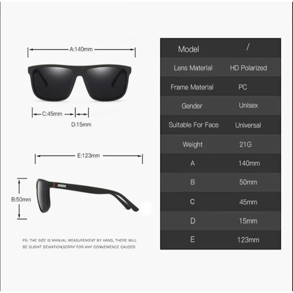 Polarized Sunglasses Men Driving‎ Fishing Square Frame Blue Mirror Lens Gafas